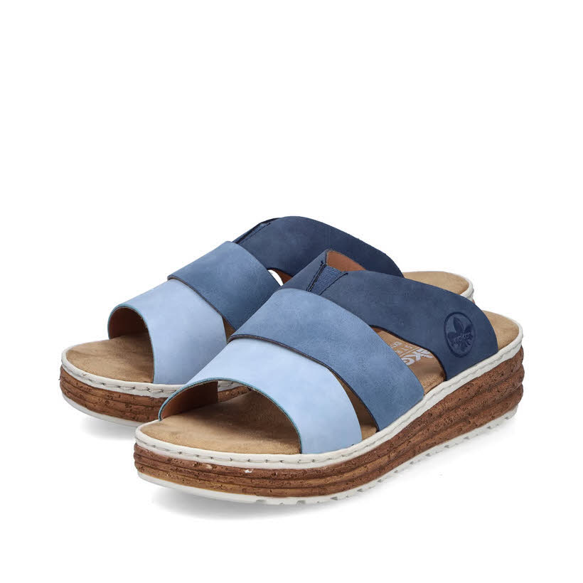 Rieker Damen Pantolette Sandale blau