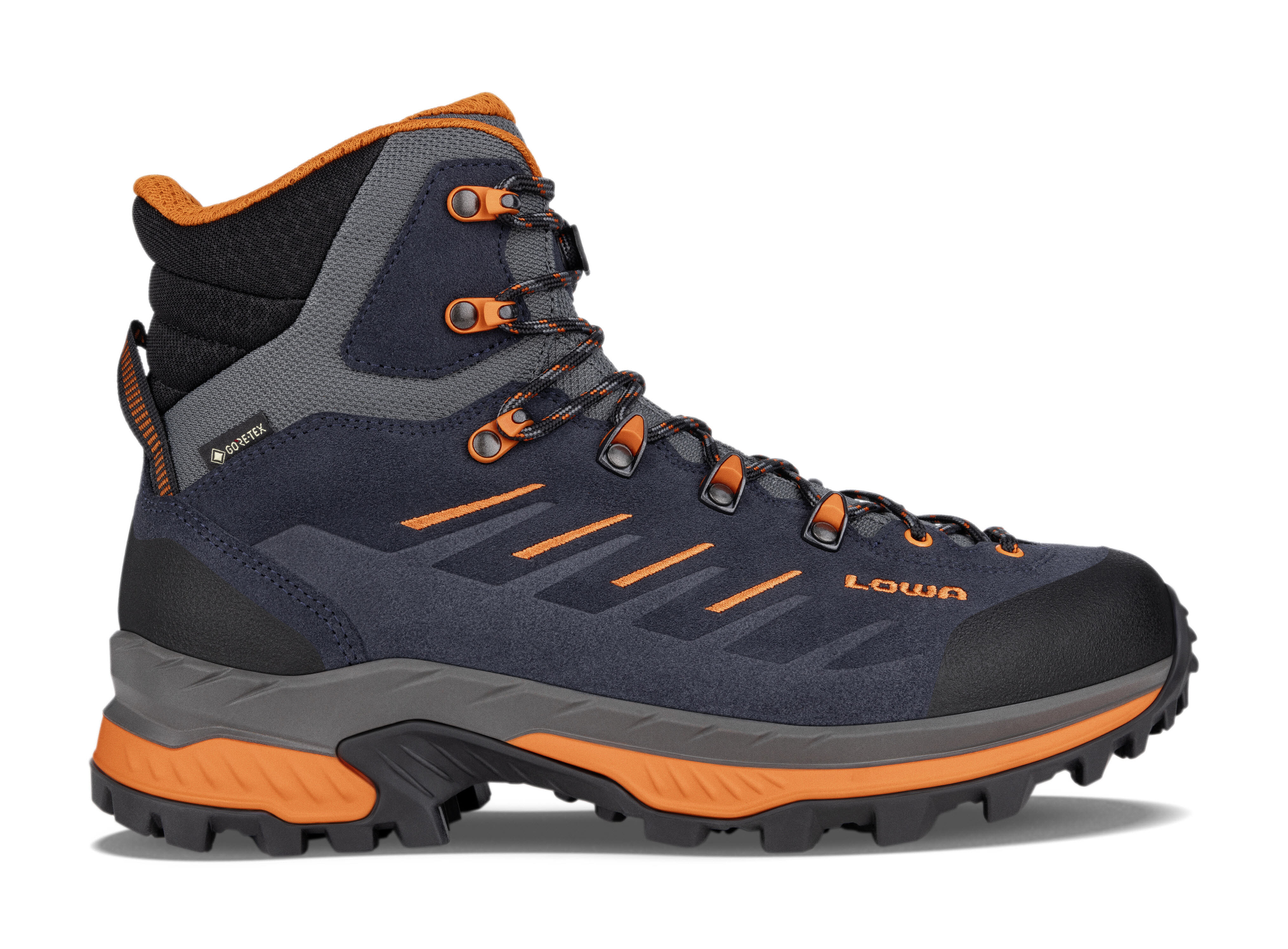 Lowa RANDIR GTX MID Wanderschuh Trekkingschuh Herren dunkelblau orange