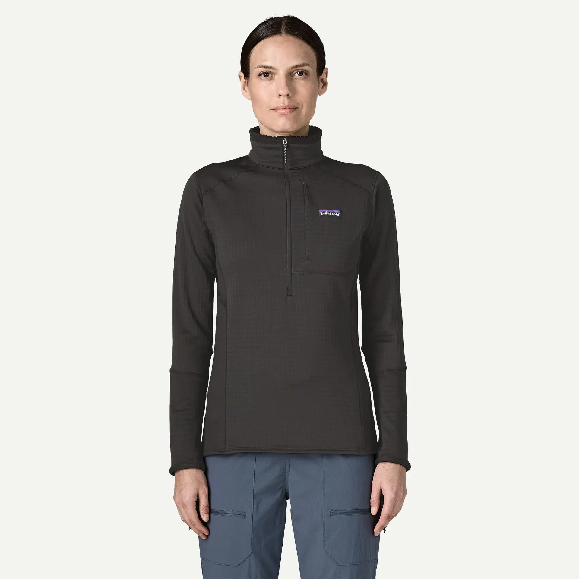 Patagonia R1 P/O Damen Fleecepullover Midlayer schwarz