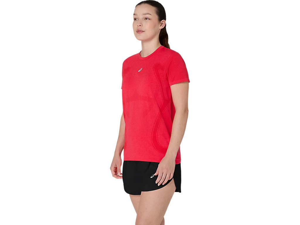 Asics ROAD SEAMLESS SS TOP Damen Laufshirt T-Shirt rot