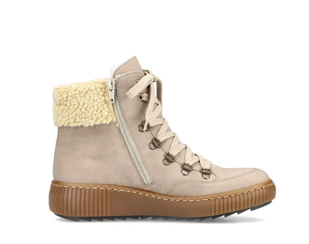 Rieker Damen Stiefelette Schnürer Schnürstiefel gefüttert braunbeige
