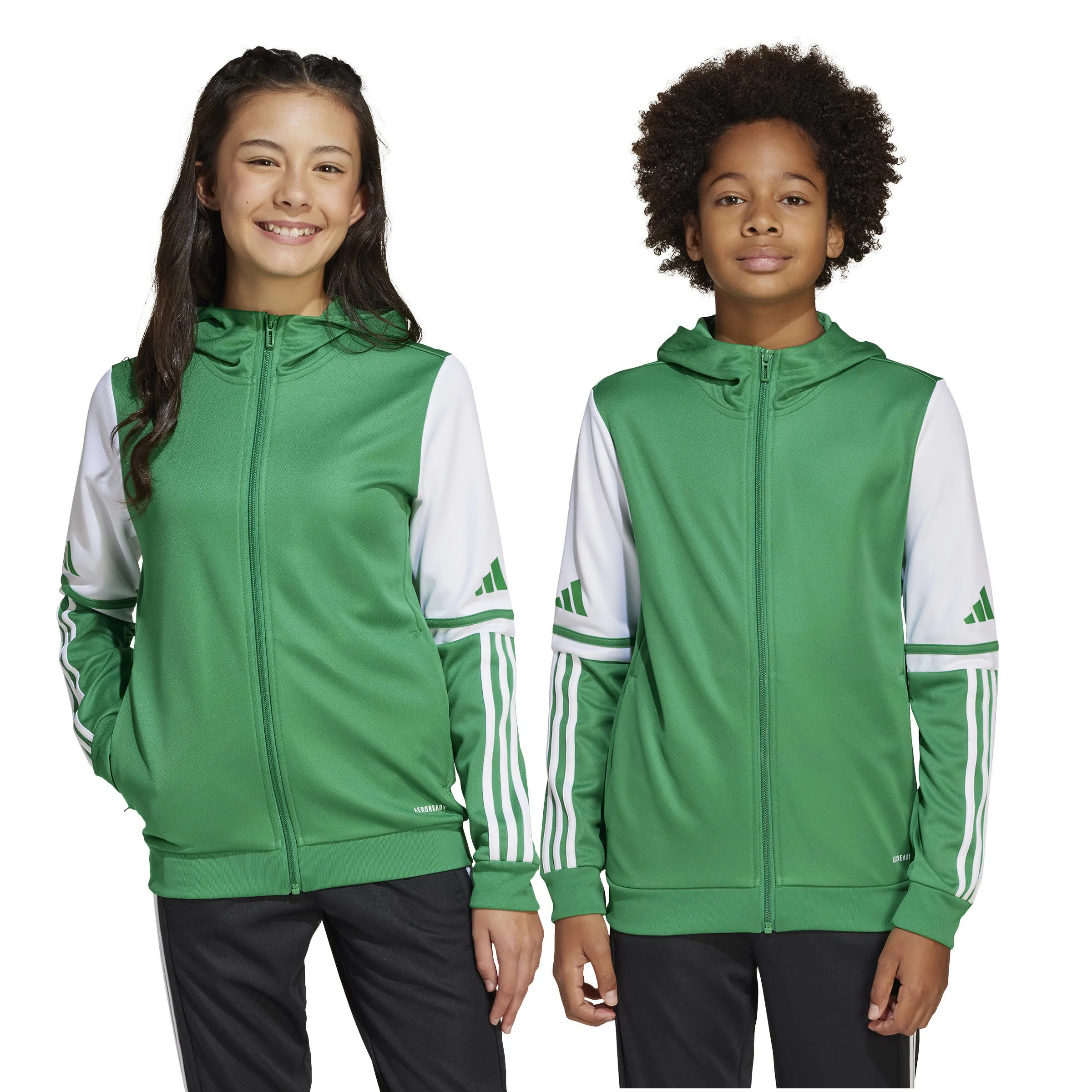 adidas Squadra 25 Kids Kapuzenjacke Trainingsjacke Kinder grün weiß
