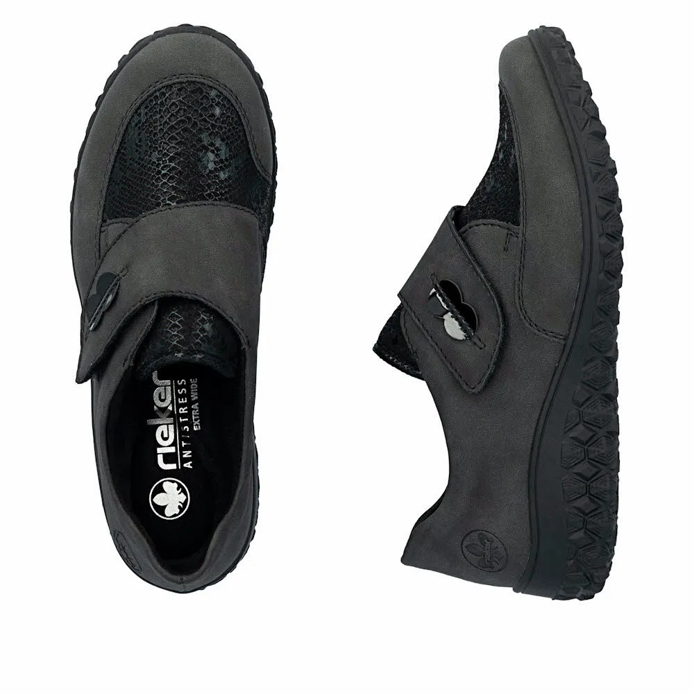 Rieker HWK Damen Halbschuhe Slipper grau