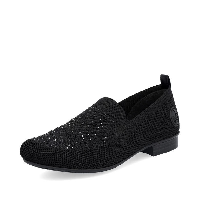 Rieker Damen Slipper Modeschuhe schwarz