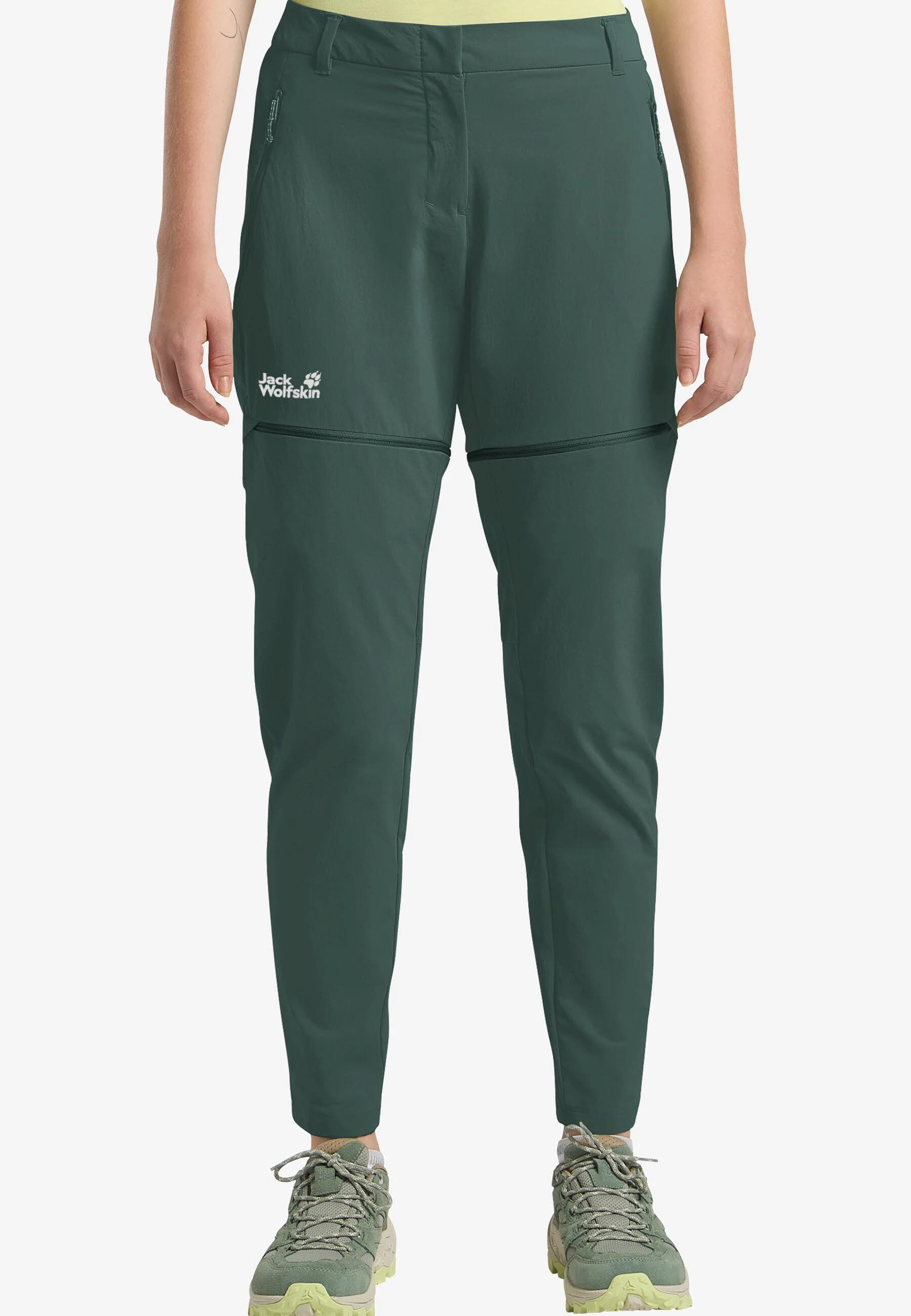 Jack Wolfskin Hikeout Zip Off Pants Damen Wanderhose mit UV-Schutz grün