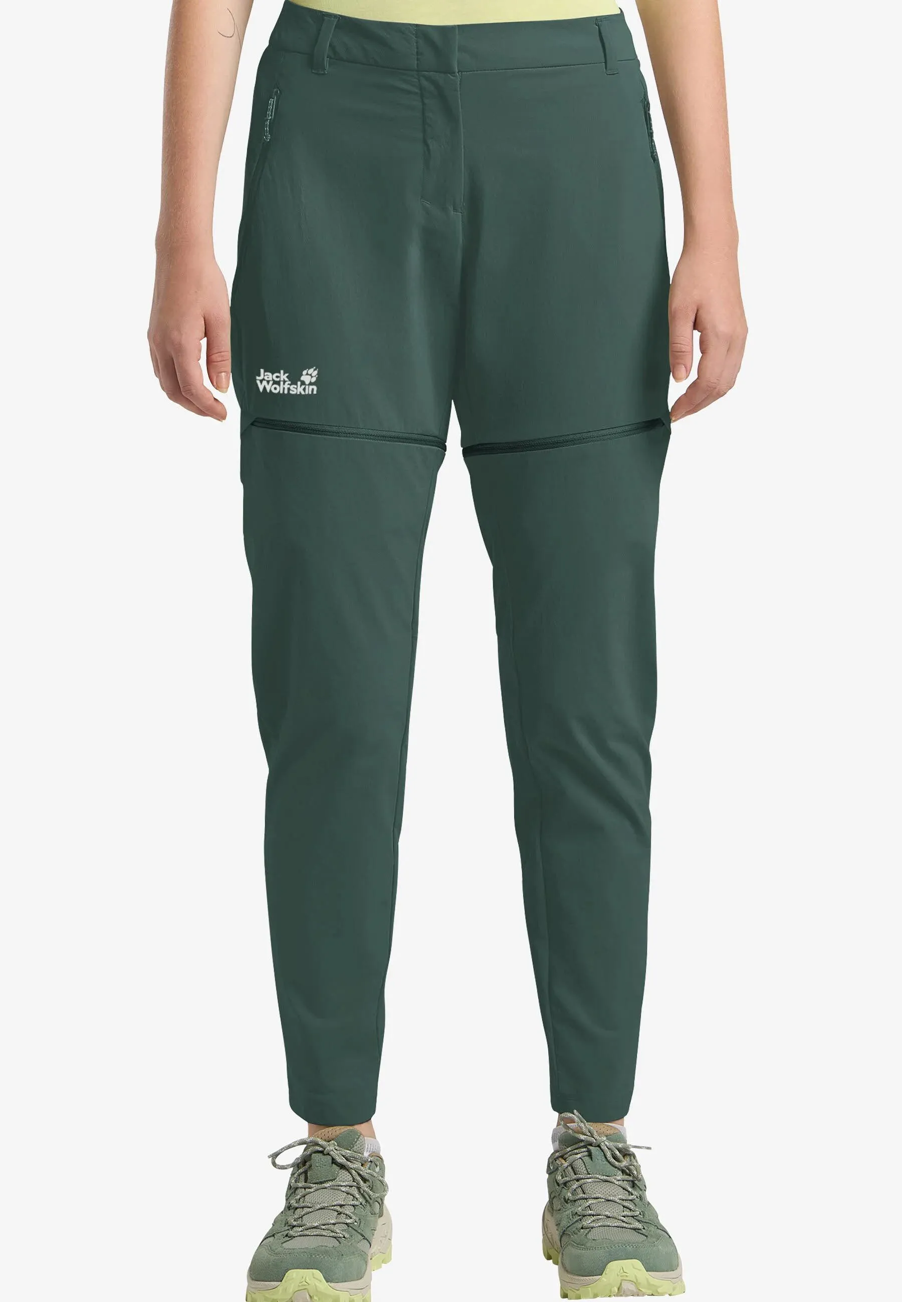 Jack Wolfskin Hikeout Zip Off Pants Damen Wanderhose mit UV-Schutz grün