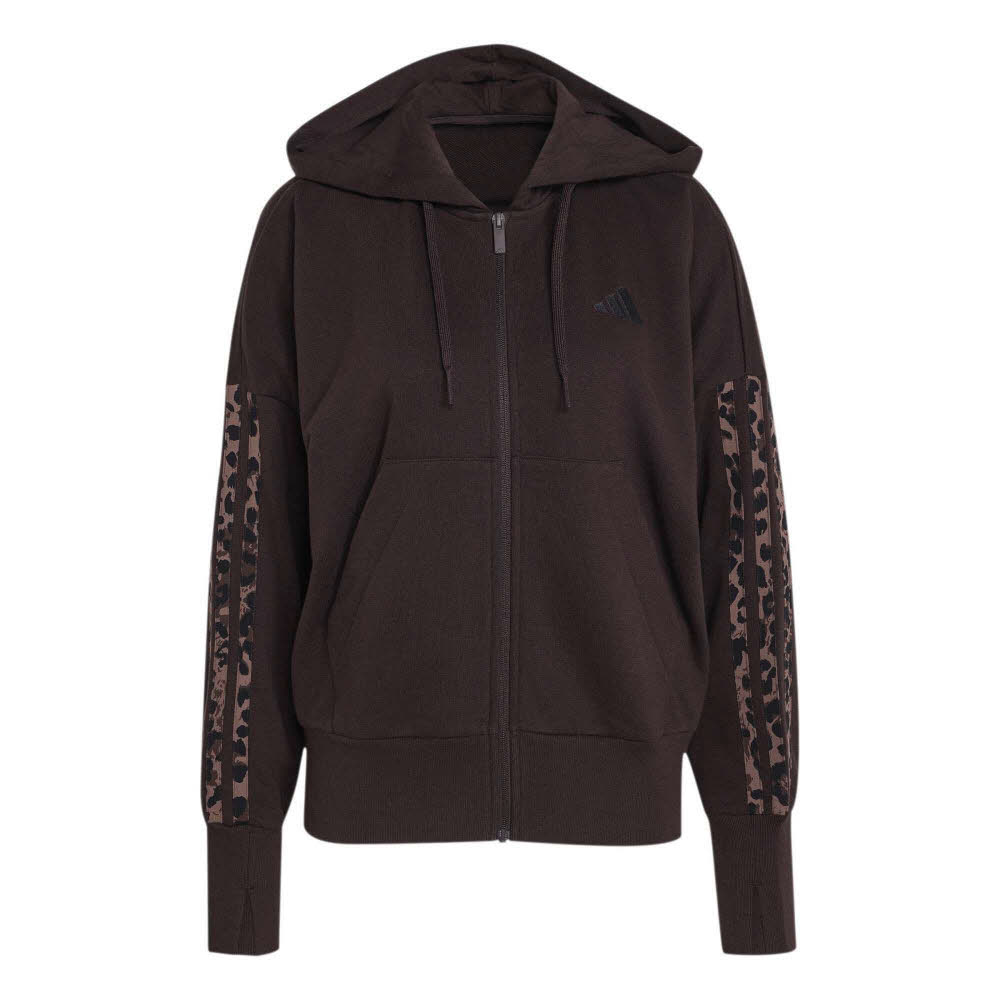 adidas ESSENTIALS ANIMAL PRINT Damen Hoodie Kapuzenjacke braun leo-print