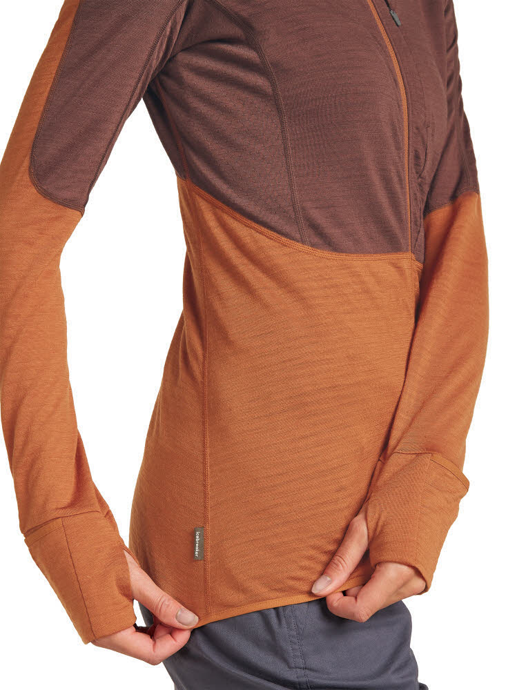 Icebreaker Merinomix 200 Realfleece™ Descender Zip-Hoodie Fleecejacke Damen braun
