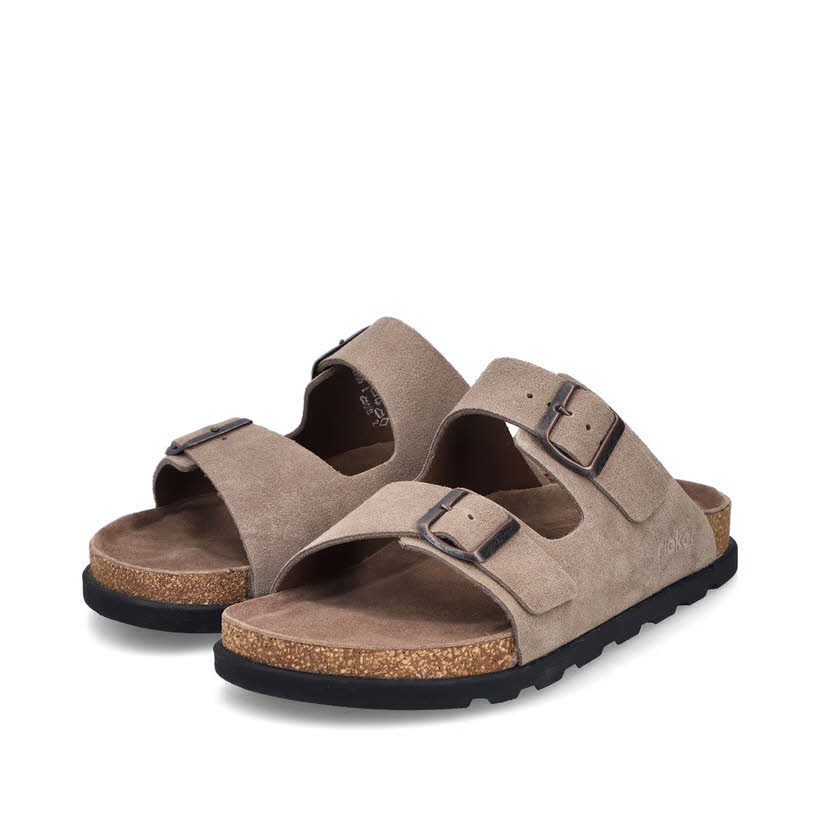 Rieker FSK Herren Pantoletten Hausschuhe Sandalen beige