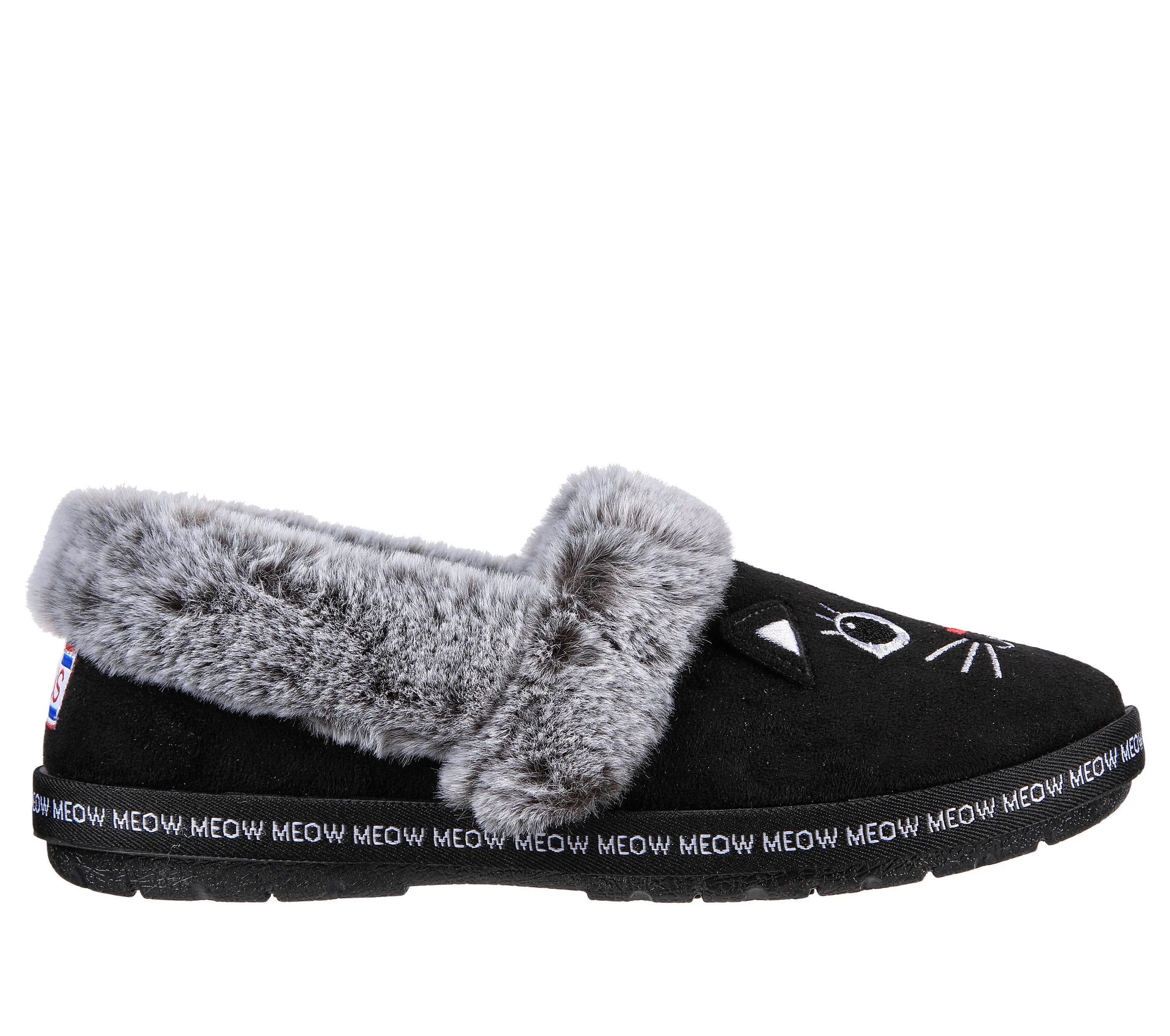 SKECHERS BOBS Cozy Kiss - Meow PJs Damen Hausschuhe Pantoffeln Slipper schwarz