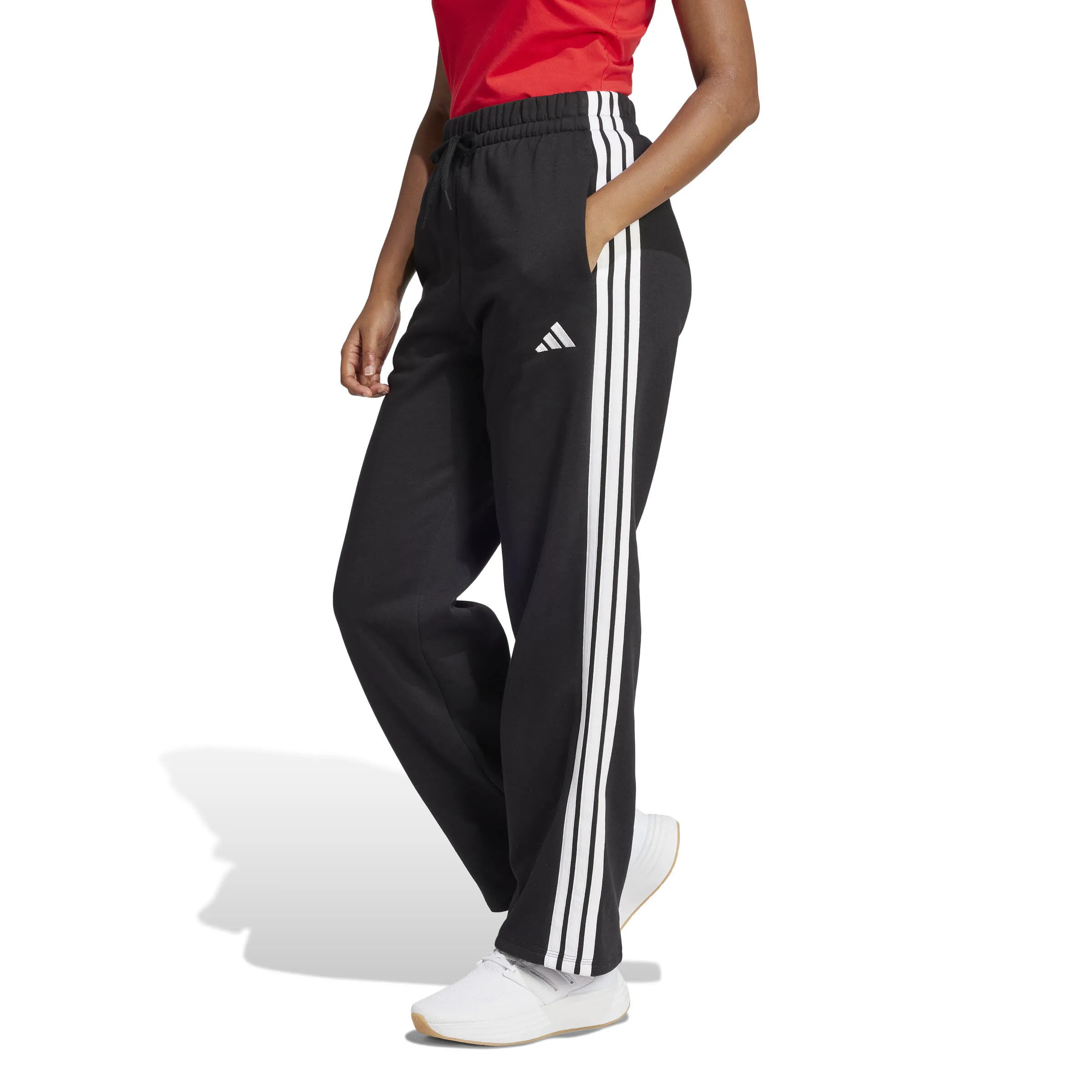 adidas Essentials 3-Streifen Open-Hem French Terry Hose Damen Freizeithose schwarz