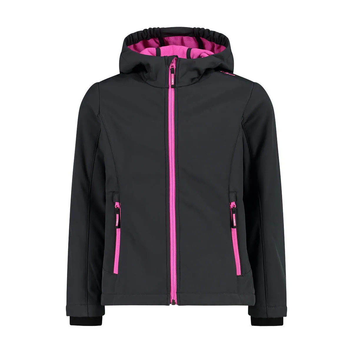 CMP Mädchen Kapuzenjacke Softshelljacke dunkelgrau pink