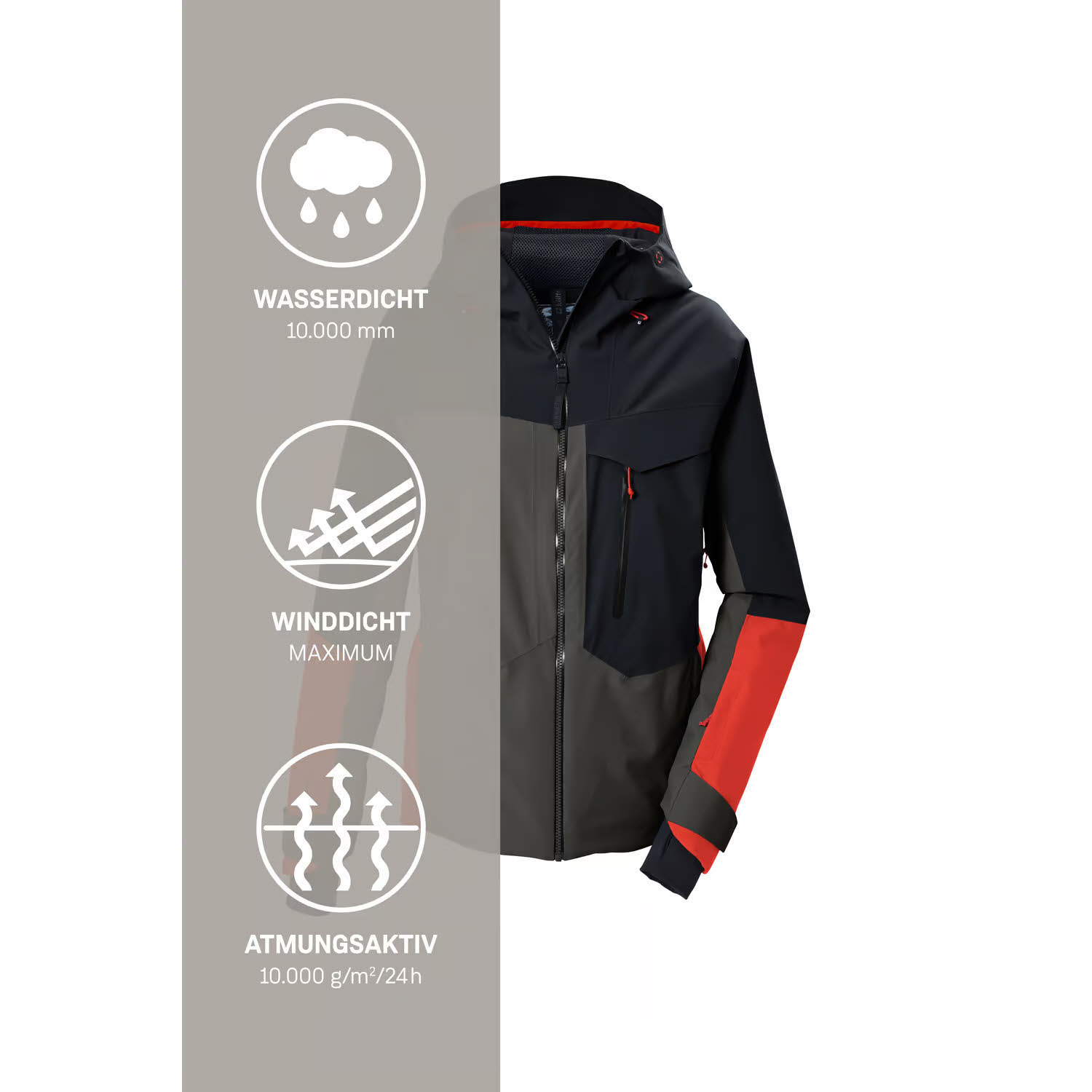 Killtec KSW 66 MN SKI JCKT Herren Skijacke Snowboardjacke Winterjacke rot-anthrazit