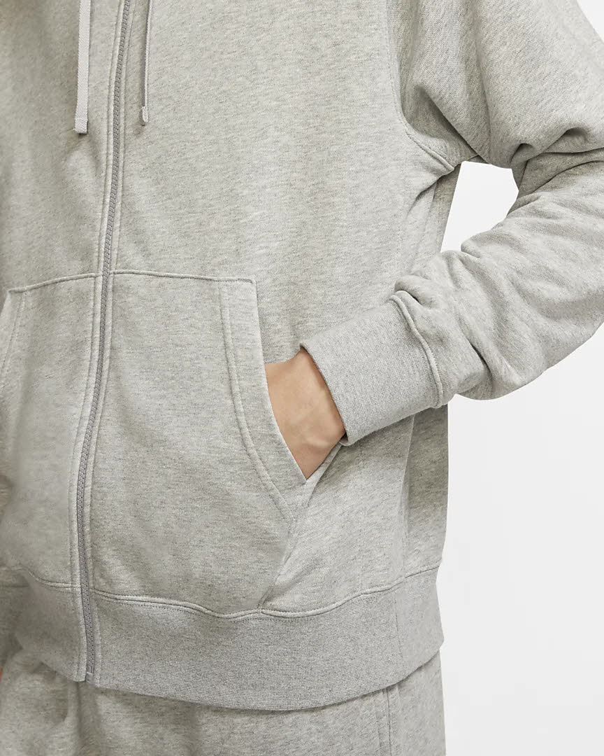 Nike M NSW CLUB HOODIE FZ FT Herren Sweatjacke Kapuzenjacke Sportweste grau NEU