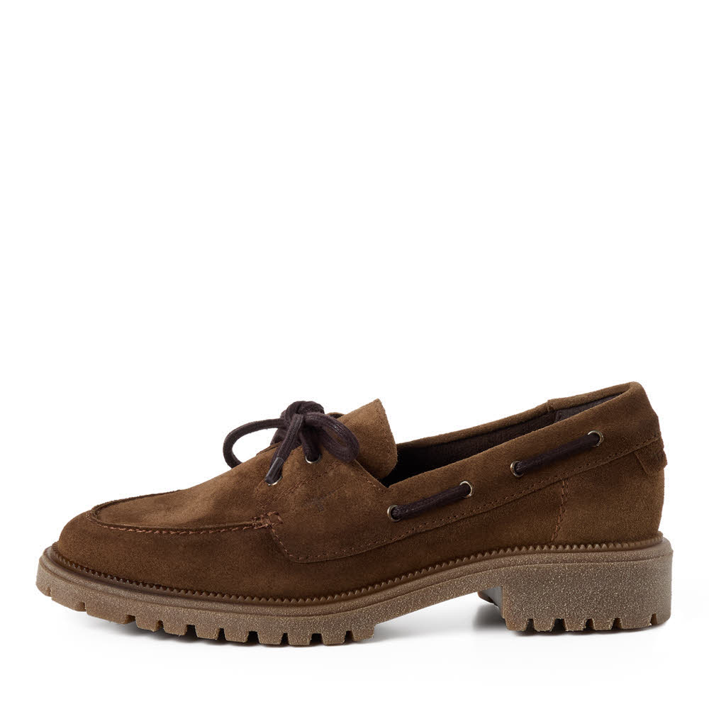 Tamaris Damen Schnürer Slipper braun