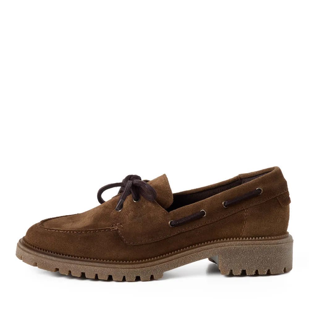 Tamaris Damen Schnürer Slipper braun