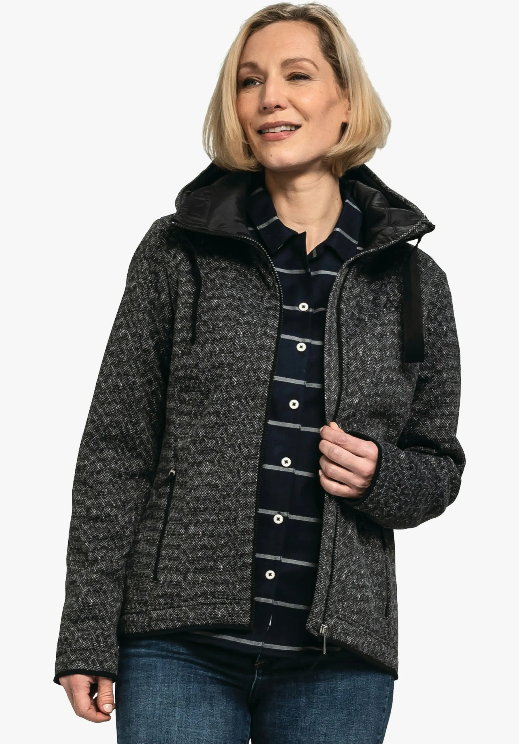 Schöffel Aurora L Damen Fleecejacke Kapuzenjacke schwarz
