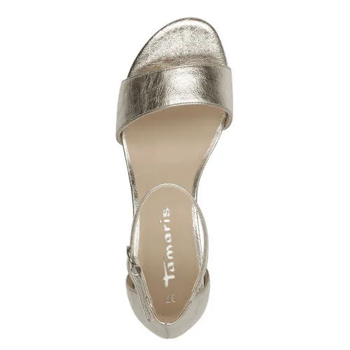 Tamaris Damen Sandalette Absatzsandale platin gold