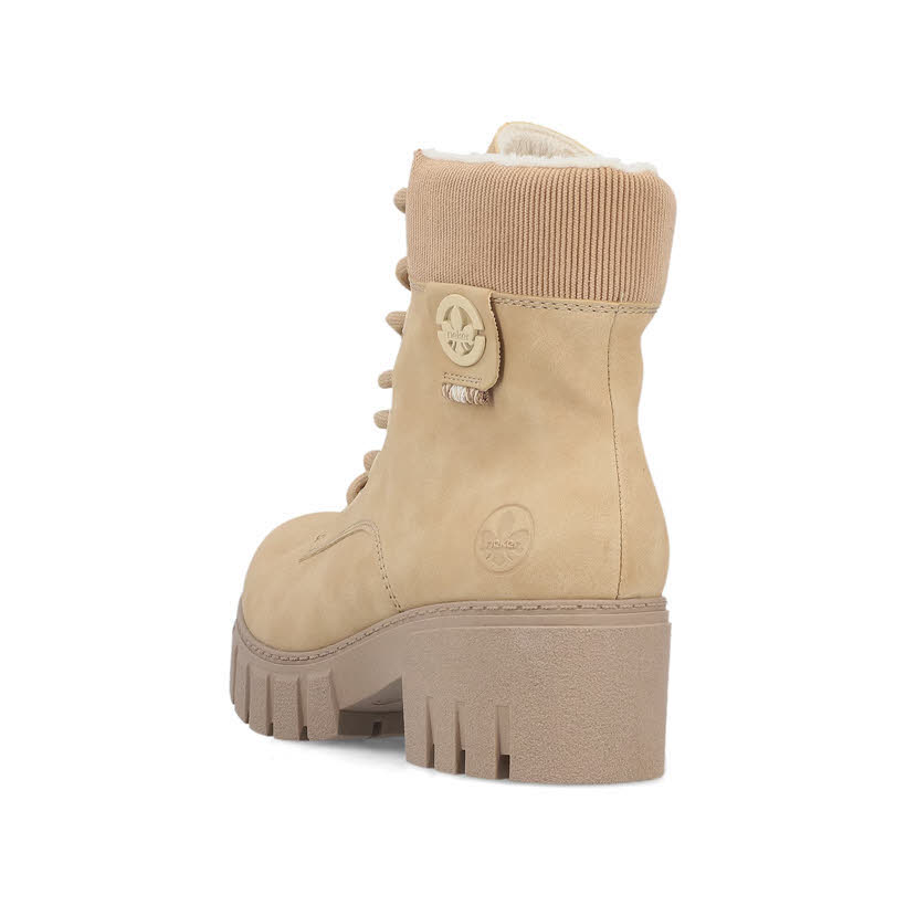 Rieker Biker Boots Damen Stiefeletten Schnürstiefel Kurzstiefel beige