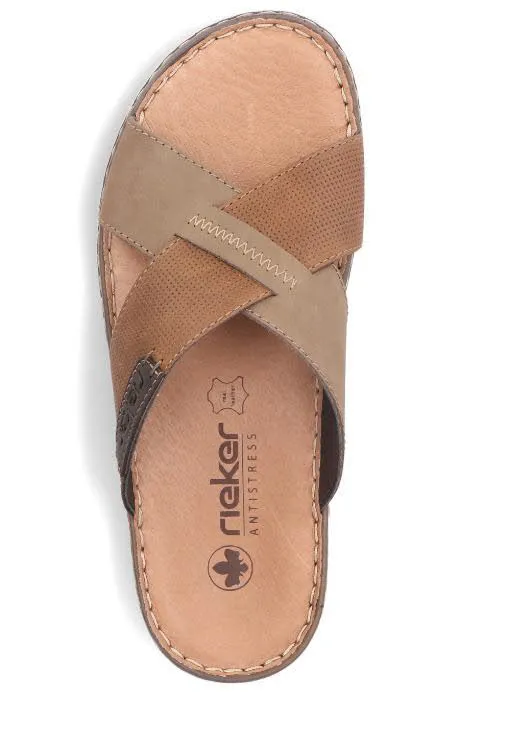 Rieker FSK Herren Sandalen Pantoletten terra/nuss/moro