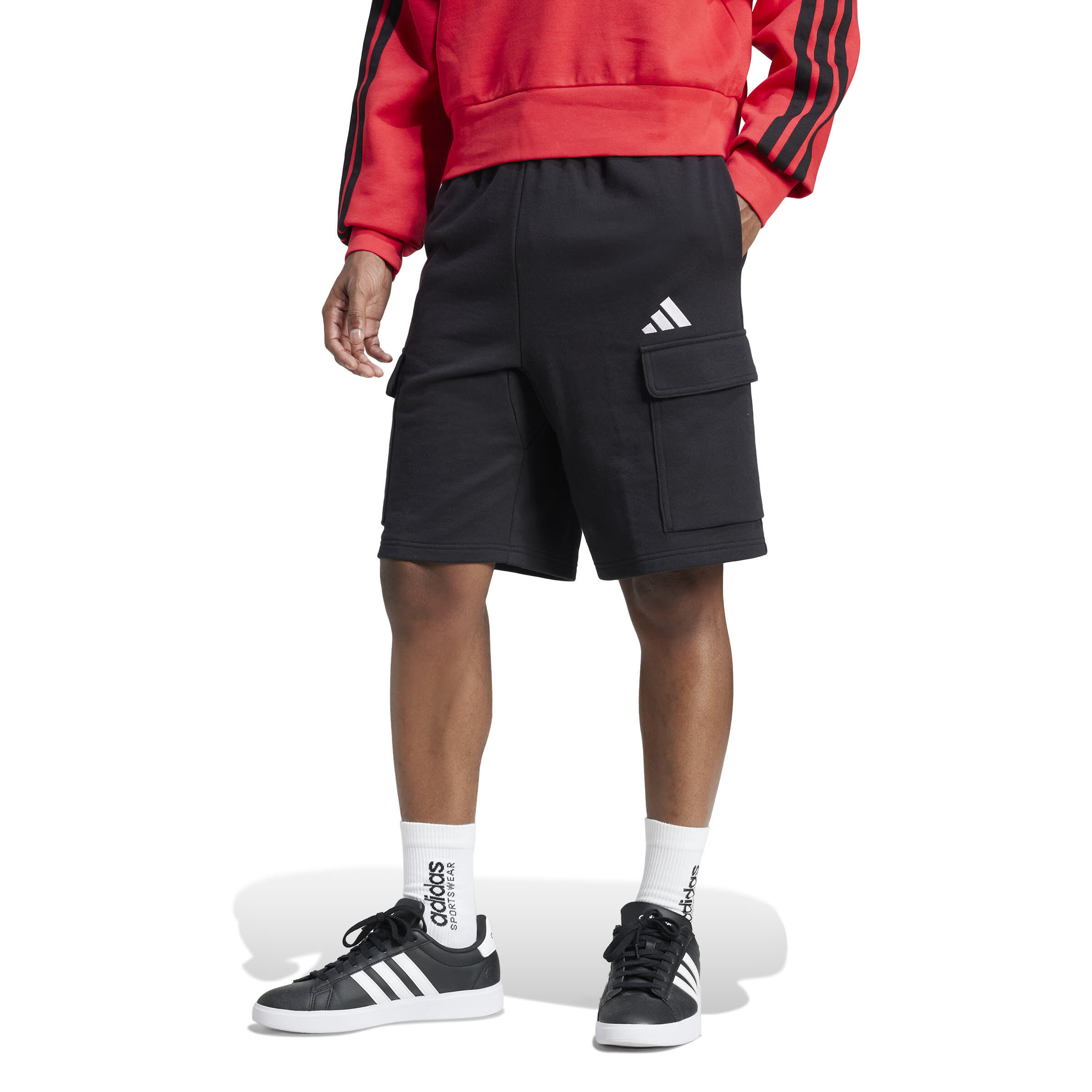 adidas Essentials Feel Cozy French Terry Cargoshorts Herren schwarz