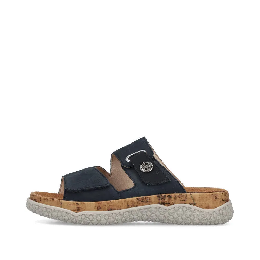 Rieker FSK Damen Pantoletten Hausschuhe Sandalen dunkelblau