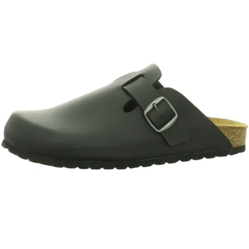 Longo Damen Clogs Pantolette Hausschuh Sandale Tieffußbett Freizeit schwarz NEU