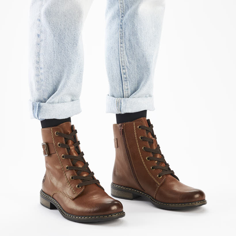 Rieker Stiefelette Schnürrer Freizeitchuh Damen braun