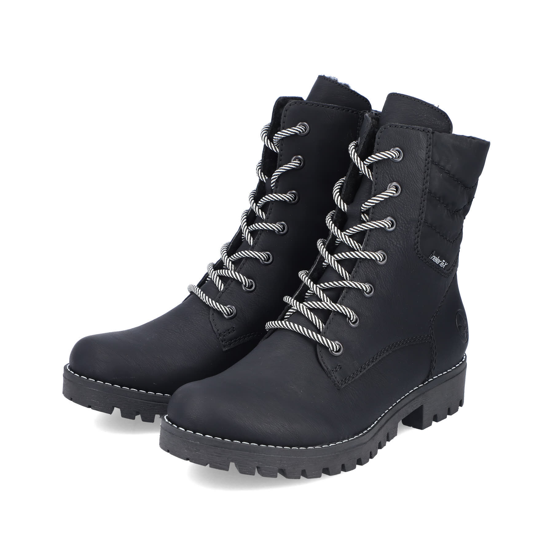 Rieker Damen Biker Boots Stiefelette Gefüttert Modeschuh asphaltschwarz