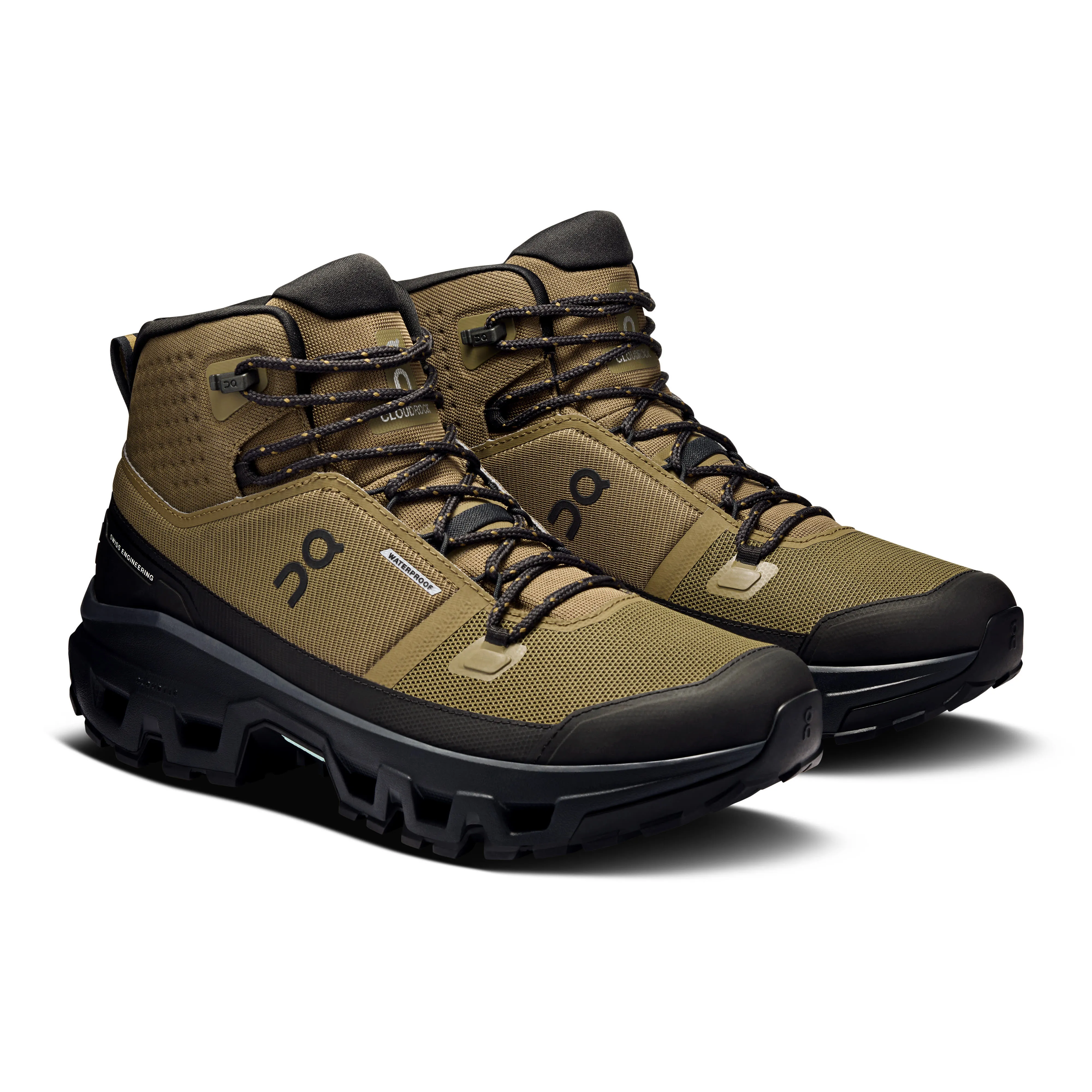 ON Cloudrock Mid WP Trekkingschuhe Wanderschuhe Herren hellbraun schwarz