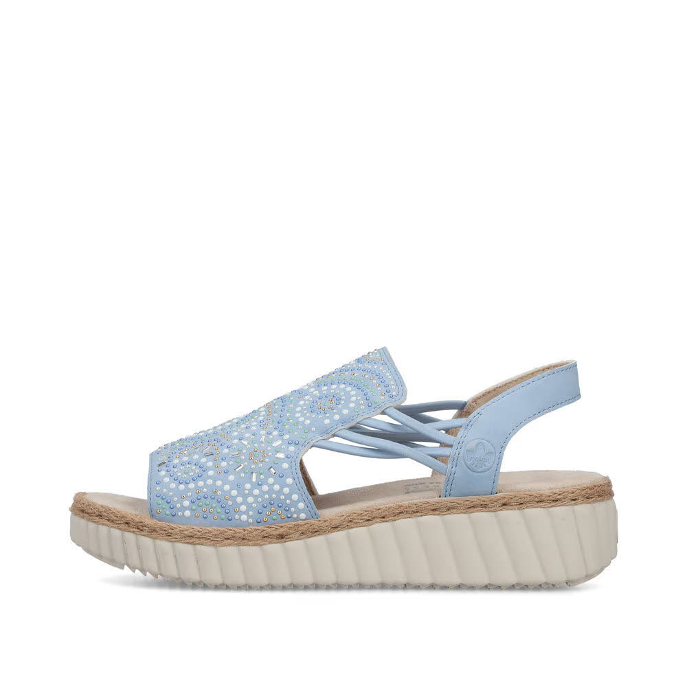 Rieker FSK Damen Keilsandaletten Sandaletten hellblau