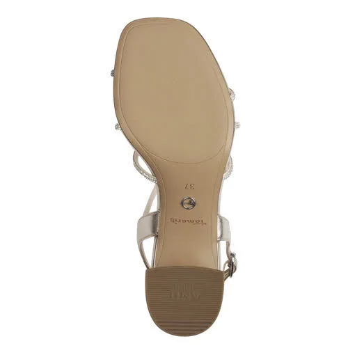 Tamaris Damen Sandalette Absatzsandale Light Gold