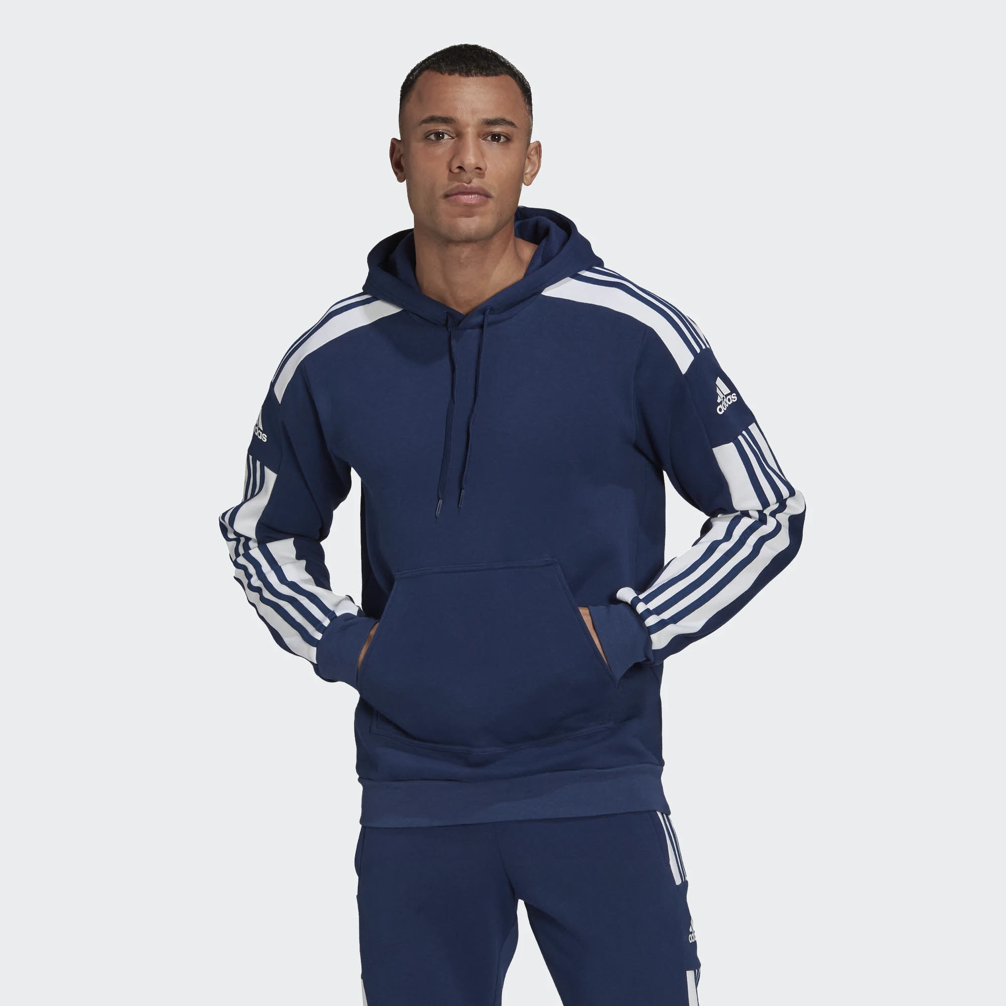 adidas SQ21 SW HOOD Herren Hoodie Kapuze Langarm Sport Freizeit 3-Streifen blau