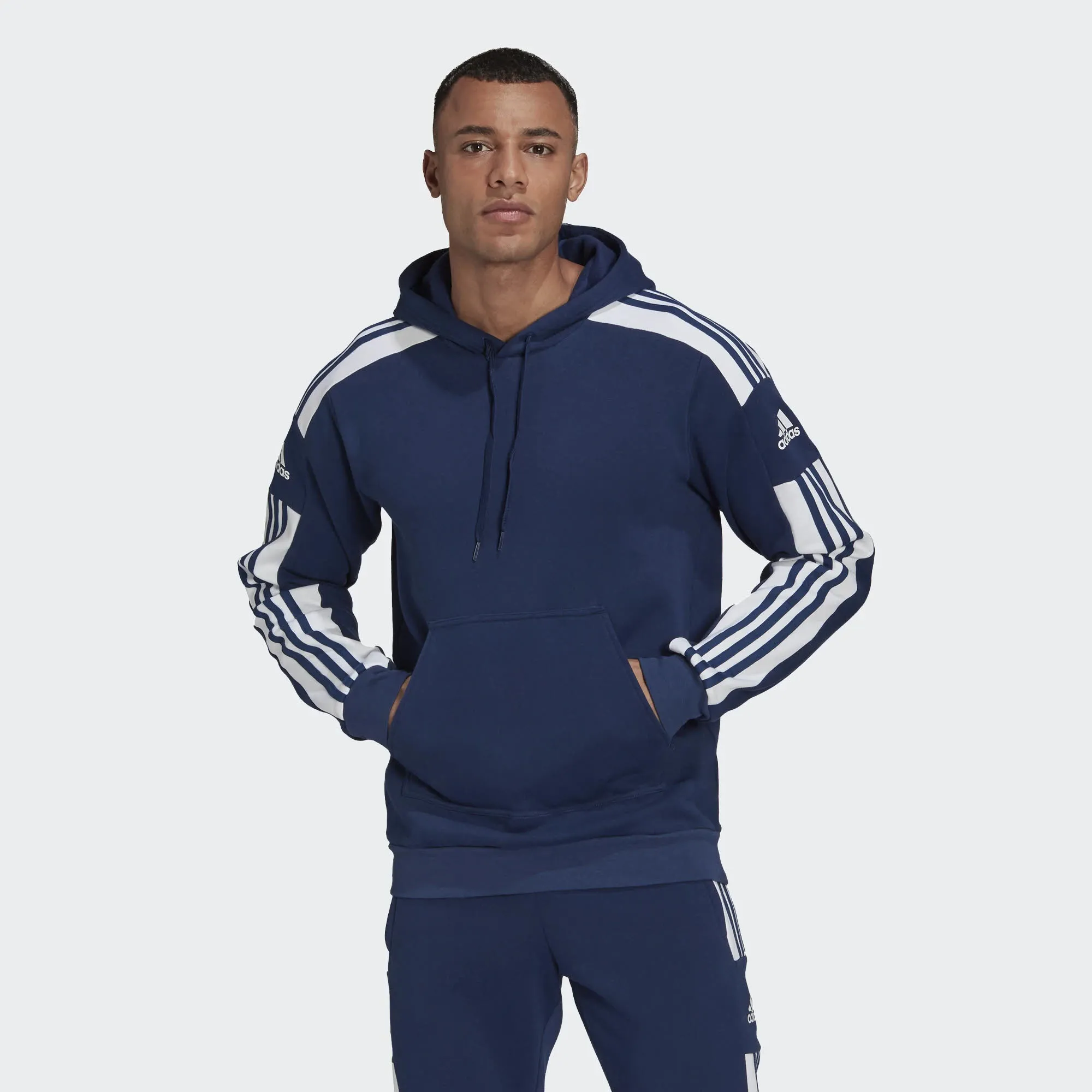 adidas SQ21 SW HOOD Herren Hoodie Kapuze Langarm Sport Freizeit 3-Streifen blau