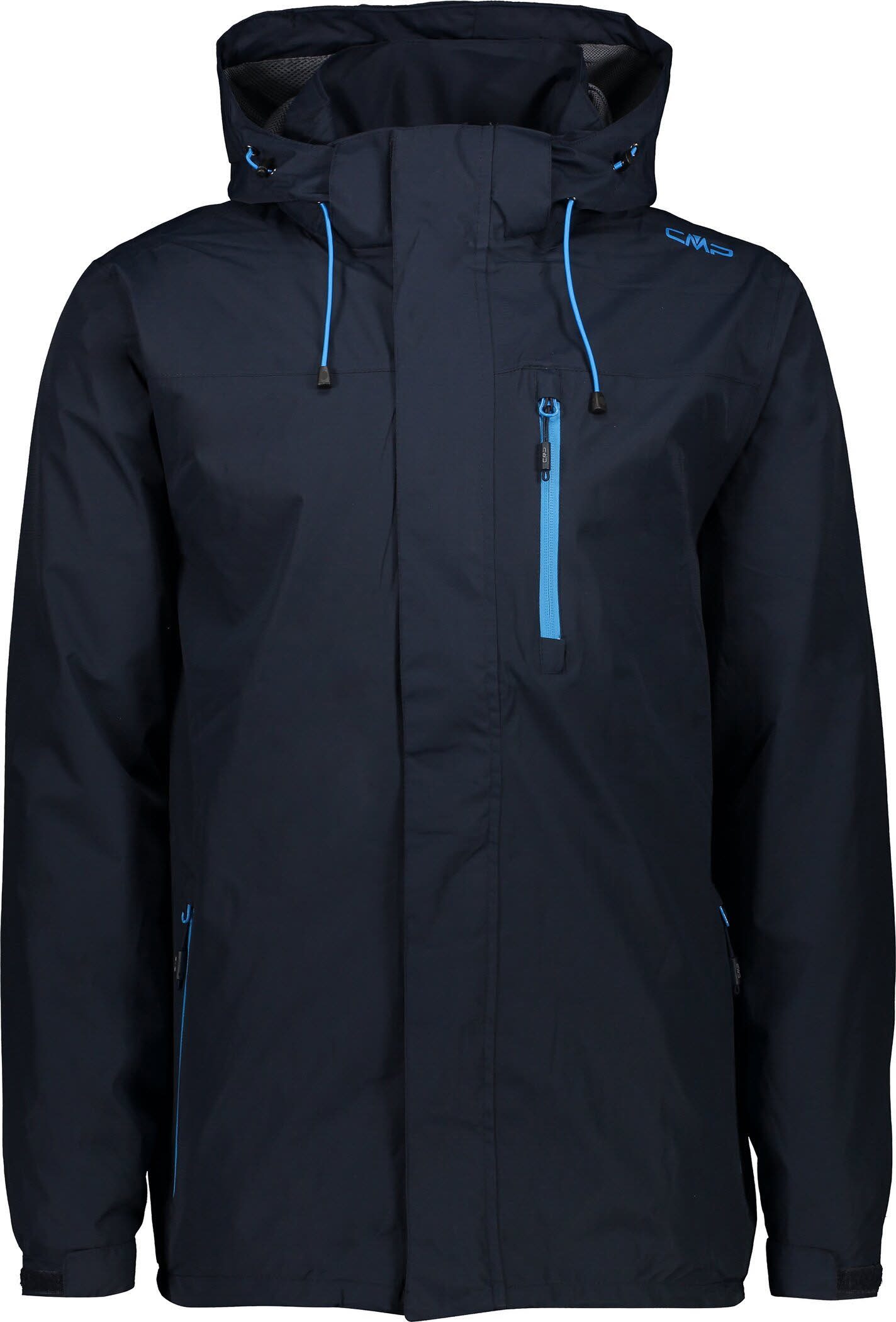 Regenjacke mit abnehmbarer Kaputze Herren schwarz/blau