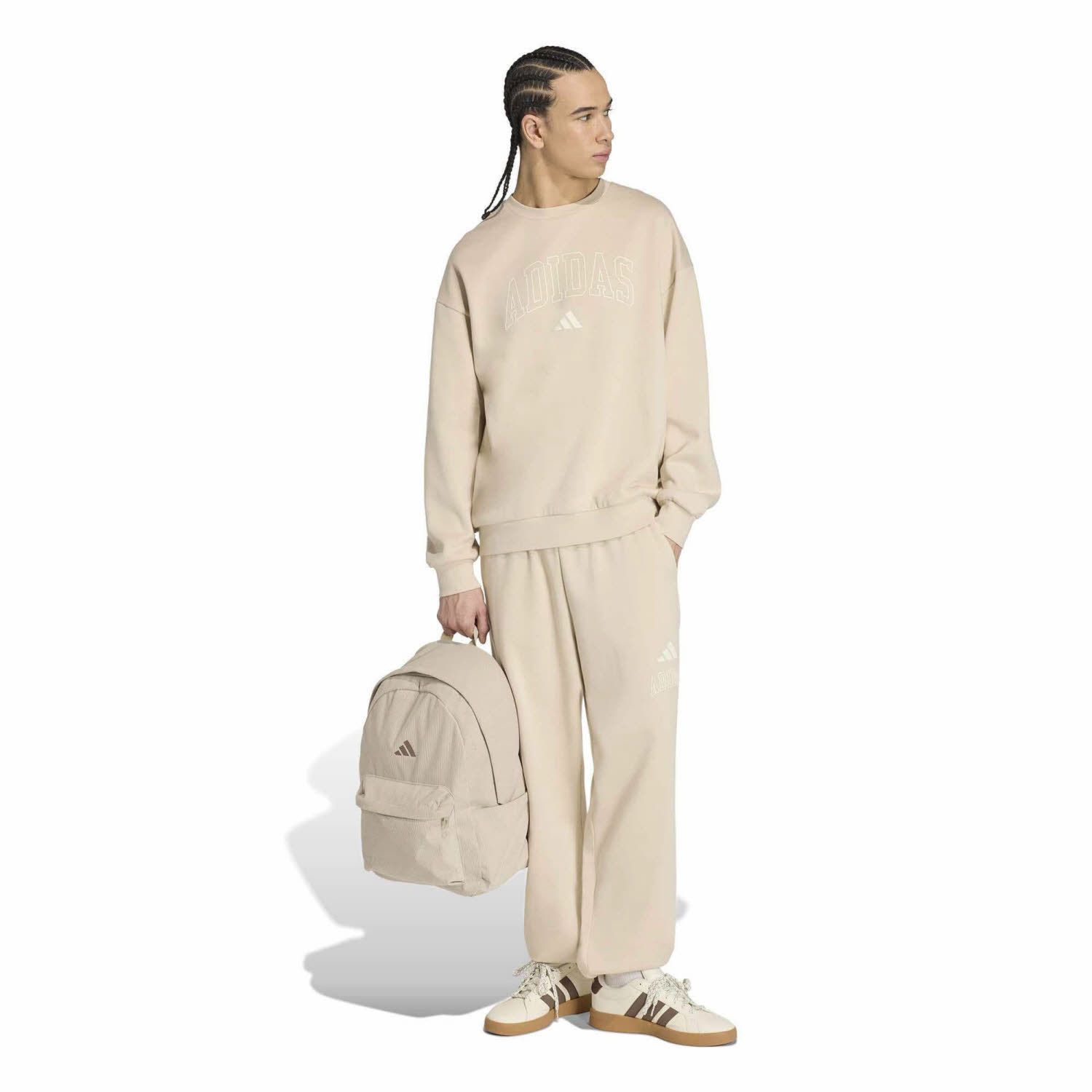 adidas Seasonal Essentials Collegiate Fleece Crew Herren Sweatshirt Pullover beige