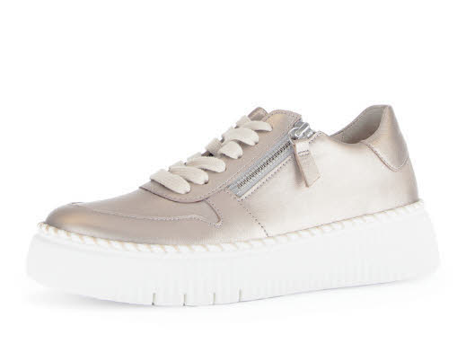 Gabor Damen Schnürschuhe Sneaker Satin Met. puder natur