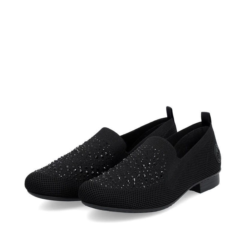Rieker Damen Slipper Modeschuhe schwarz
