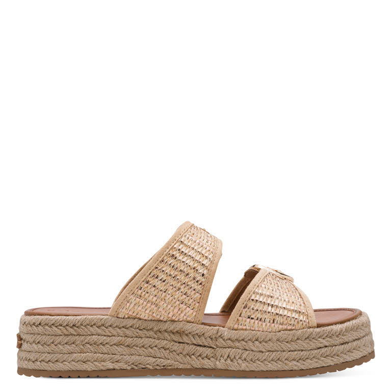 Tamaris Damen Pantoletten Sandalen beige