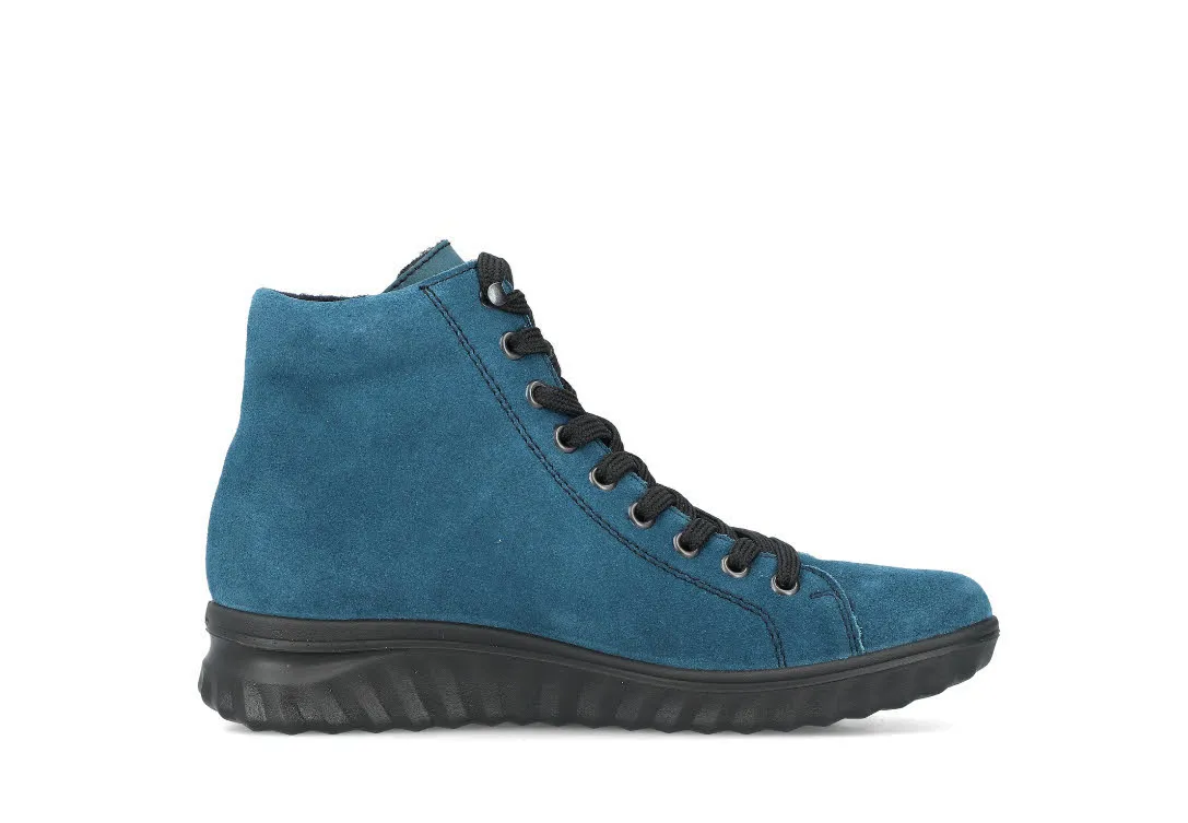 Rieker Damen Stiefelette Schnürstiefel Boots blau