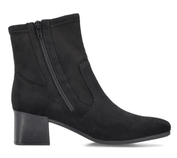 Rieker Damen Stiefeletten Slipper Modeschuh Absatzschuh schwarz
