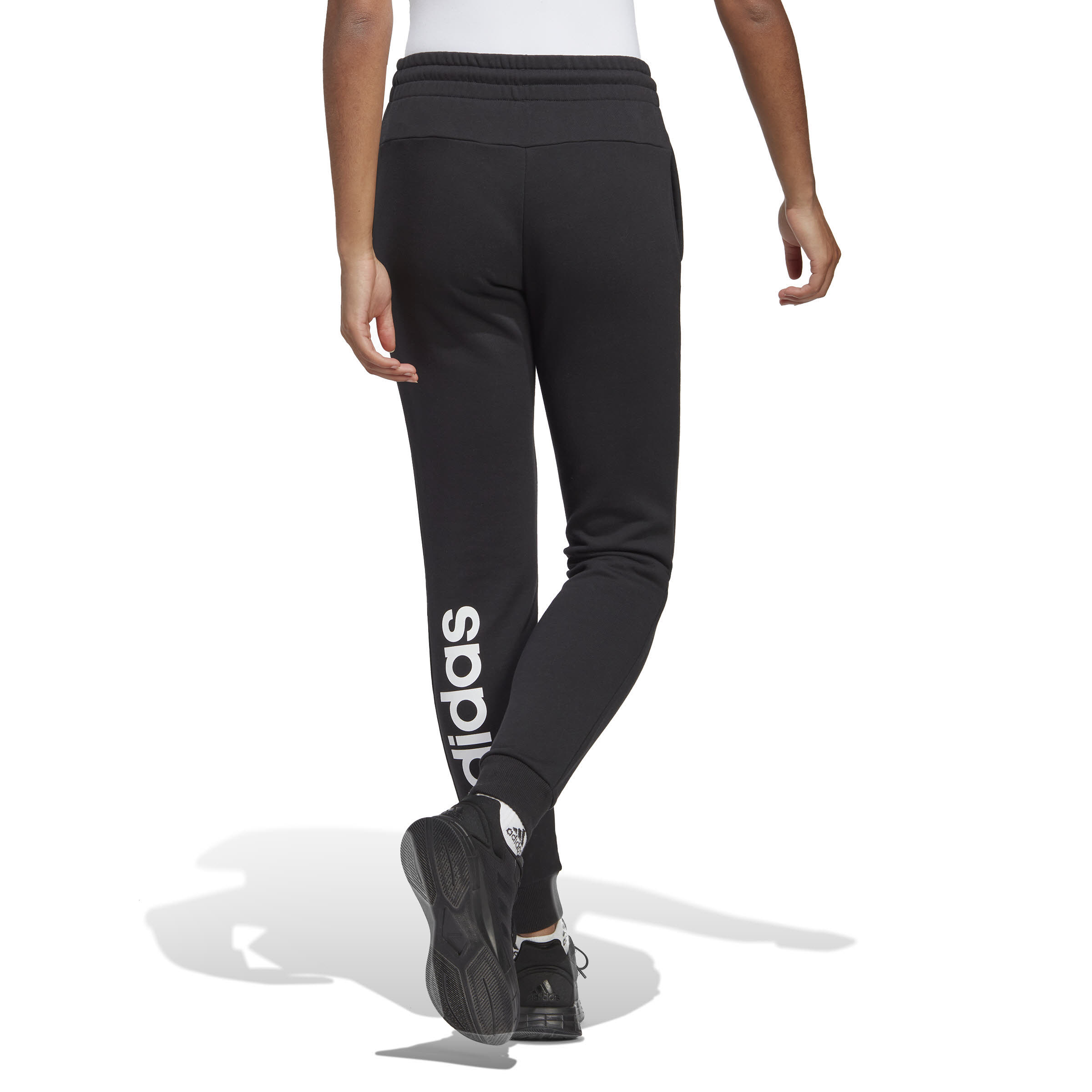 Adidas Essentials Linear French Terry Cuffed Hose Weitenregulierbar Baumwolle Damen Schwarz