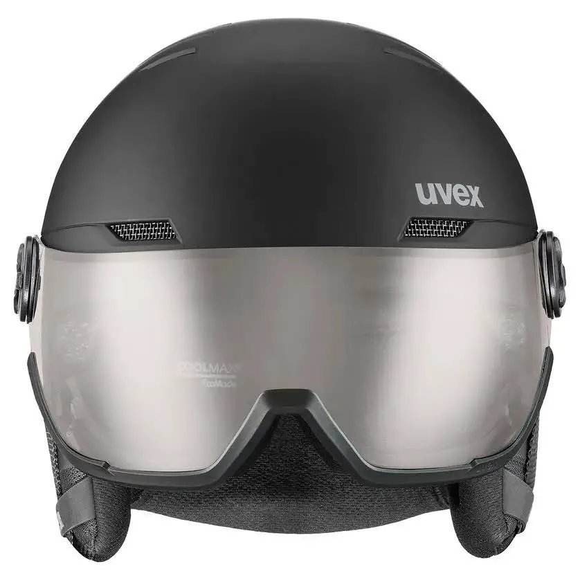 UVEX wanted visor pro V Unisex Skihelm Snowboardhelm Visierhelm schwarz silber
