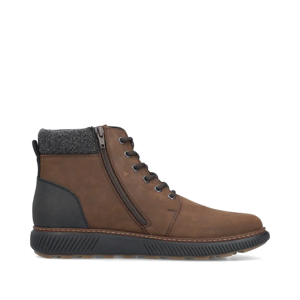 Rieker Herren Schnürstiefel Freizeitstiefel Stiefelette gefüttert braun