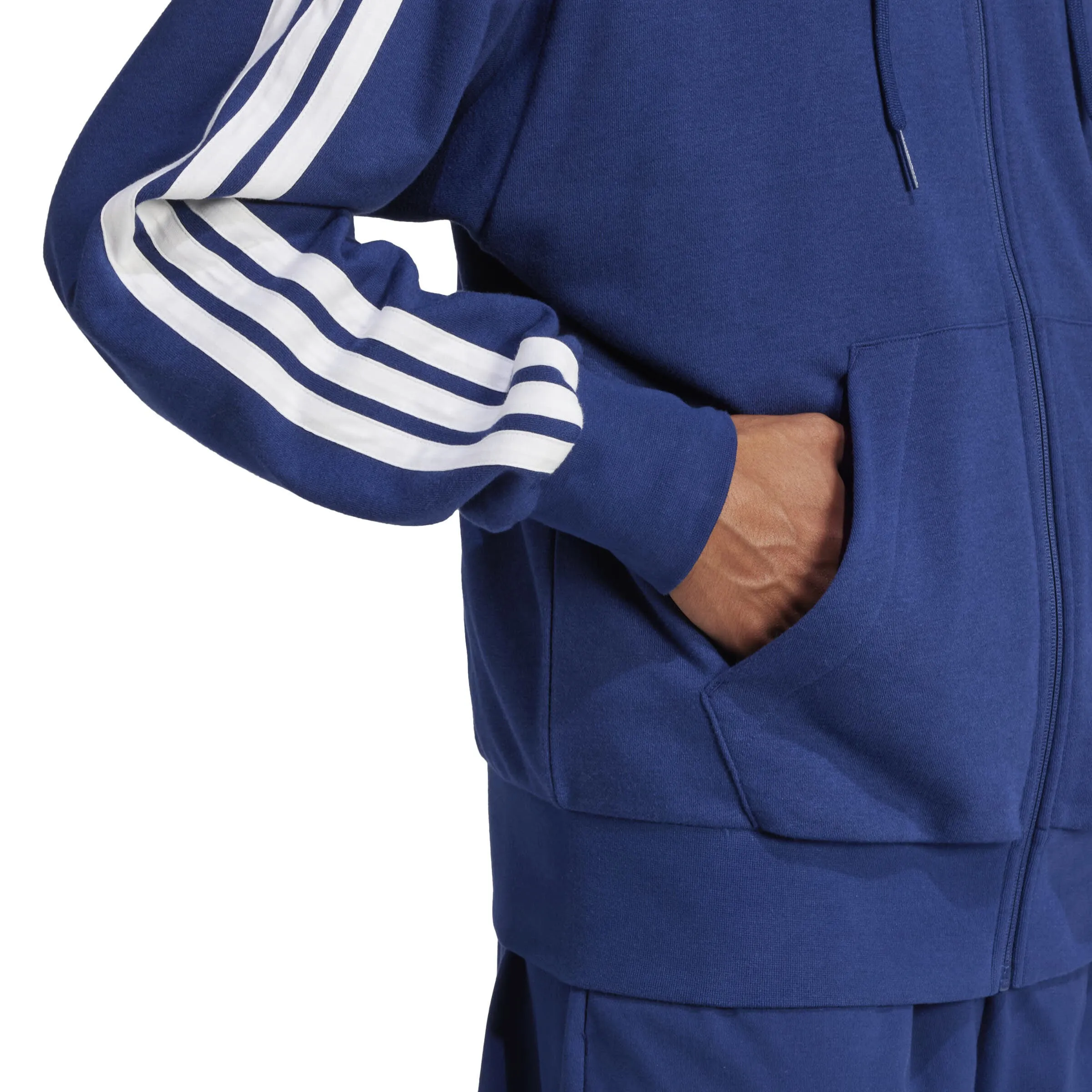 adidas Essentials 3-Streifen French Terry Kapuzenjacke Herren blau