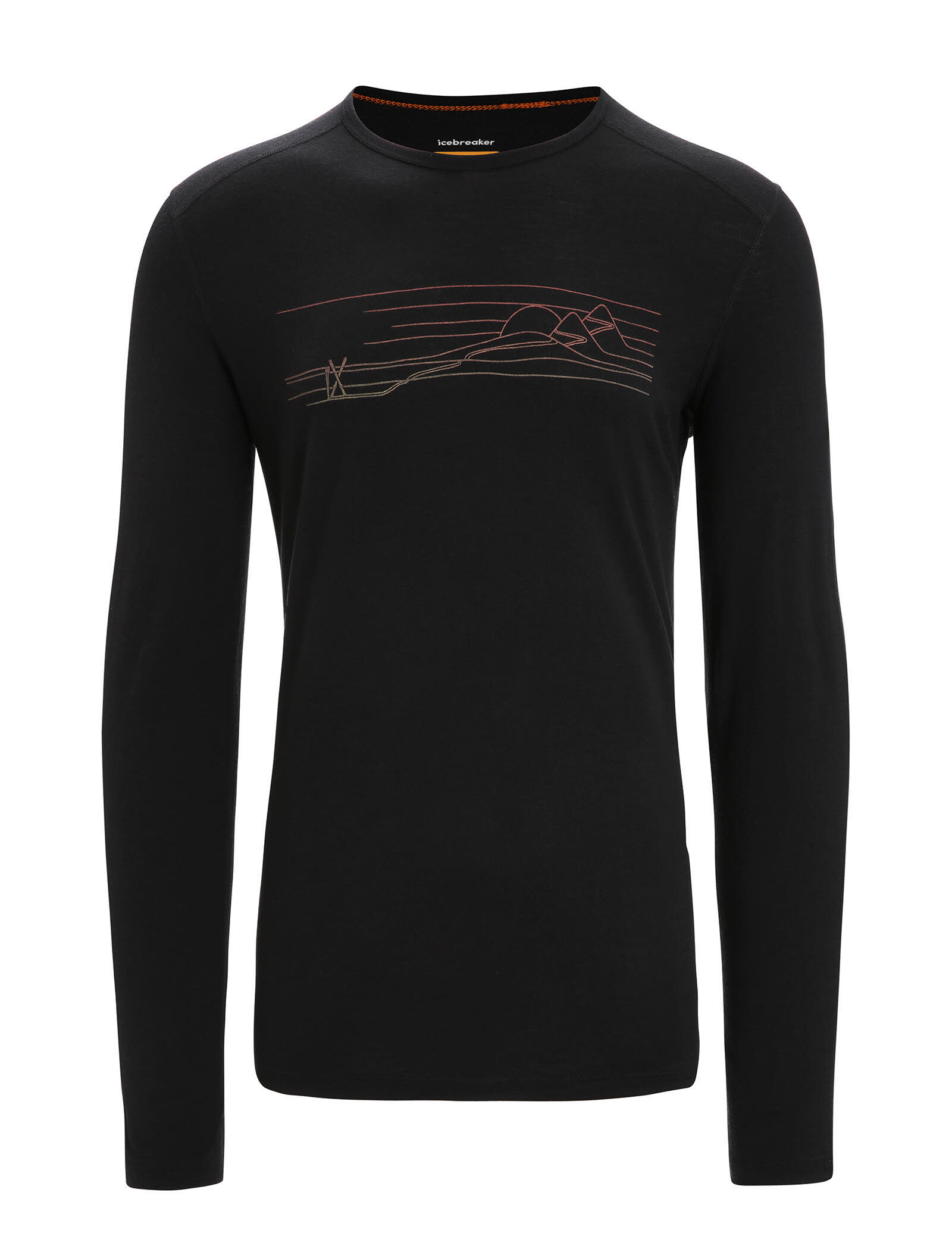 Icebreaker Merino 200 Oasis Herren Ski Stripes Langarmshirt Funktionsshirt schwarz