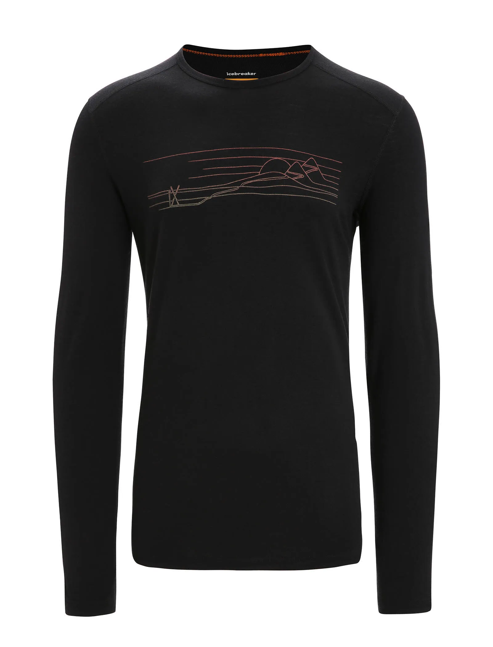Icebreaker Merino 200 Oasis Herren Ski Stripes Langarmshirt Funktionsshirt schwarz