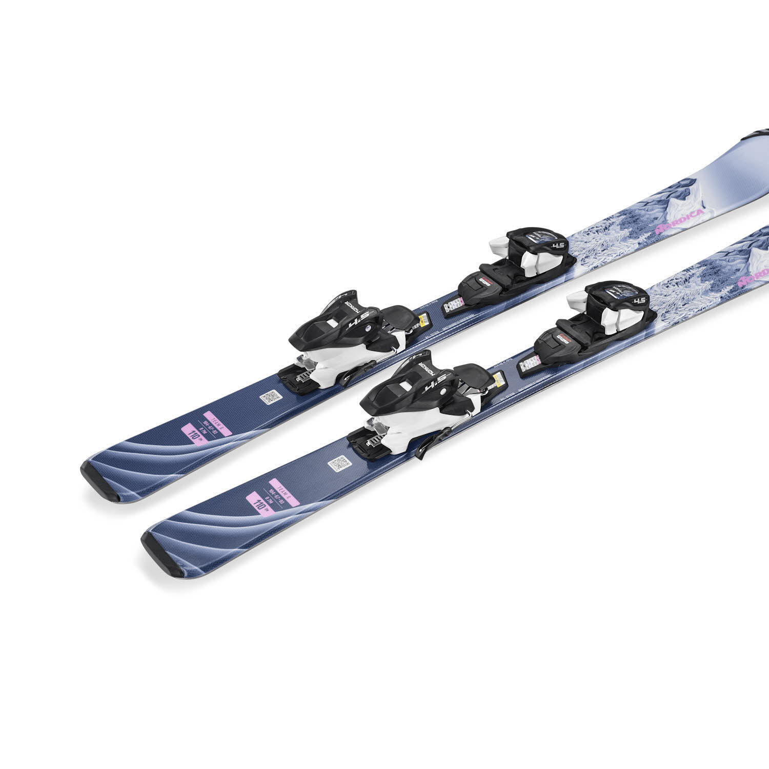 Nordica Team G (100-120) + JR 4.5 FDT  Mädchen Ski Einsteiger 26/27 heidelbeere/rosa