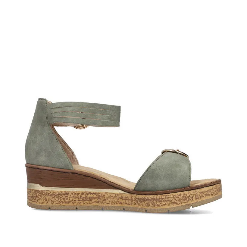 Rieker FSK Damen Keilsandaletten Sandalen hellgrün