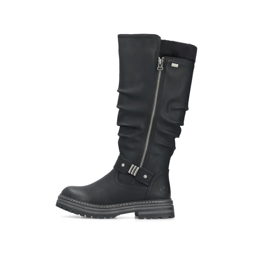 Rieker Hochschaftstiefel Damen Freizeitstiefel Stiefelette gefüttert schwarz